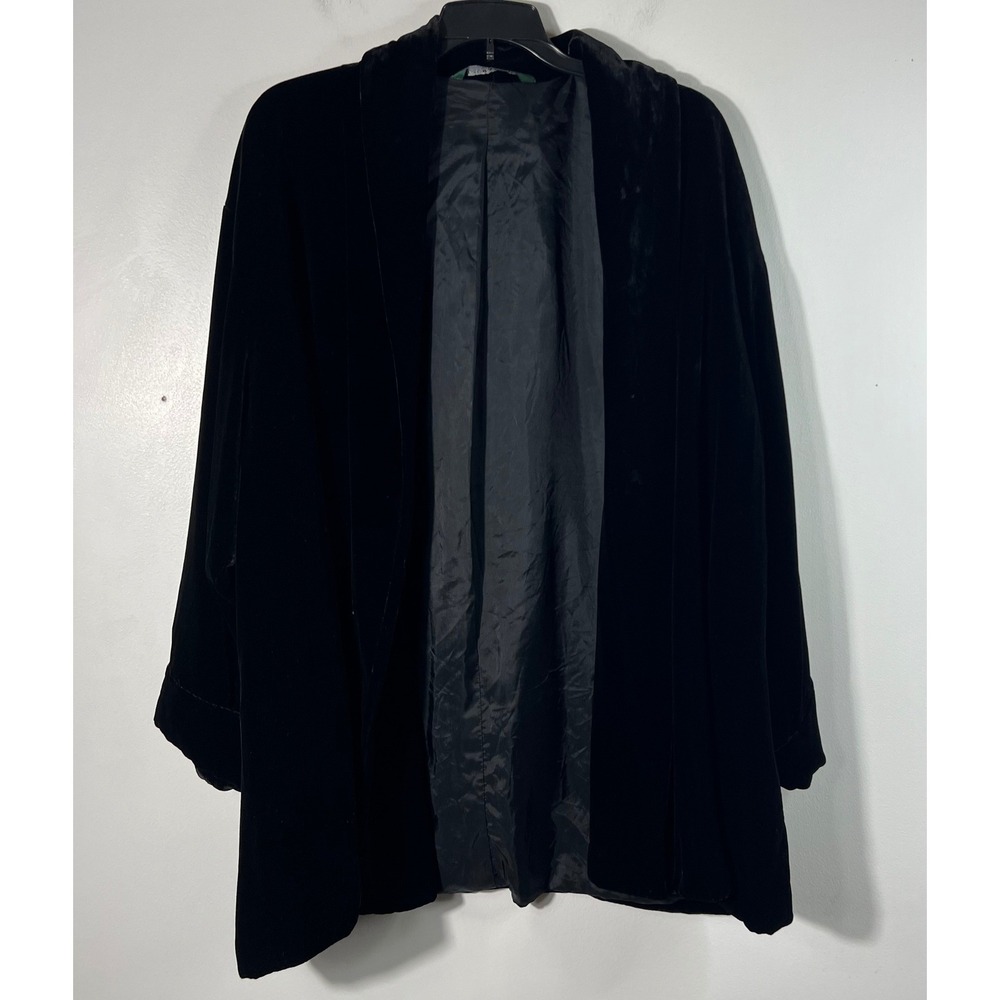 Laura Ashley Silk Blend Velvet Jacket Blazer Evening Coat Black L Viscose Silk - Picture 1 of 10